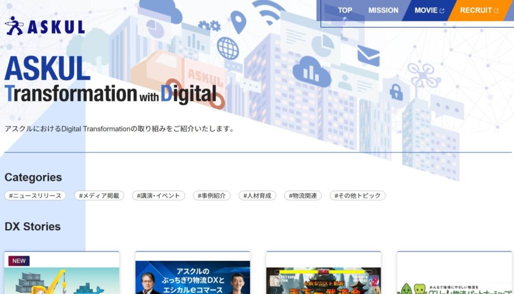 アスクル株式会社のDX特設サイトトップページ画像